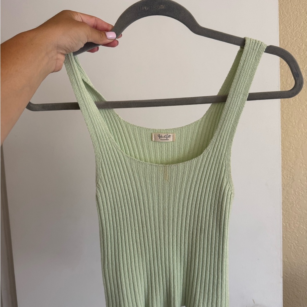 Brandy Melville Green Ribbed Sleeveless Tank Top